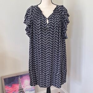 Apiece Apart Navy and White Zigzag Dress